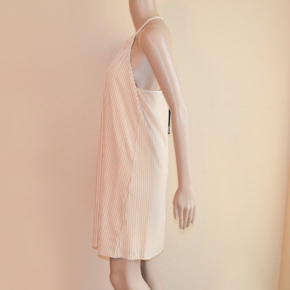VERY J Bia Beige Stripe Velvet Strappy Swing Dress NWT - Picture 4 of 8